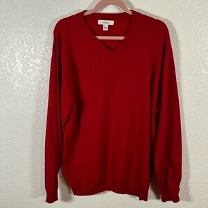 Turnbury Red V Neck Cashmere Sweater Size Large
